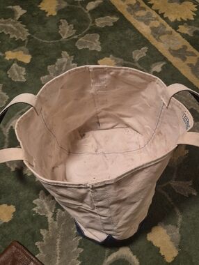 L.L. Bean Cream Canvas Tote with Navy Trim